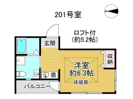 プチベースヤマダ紅梅町(1K/2階)の間取り写真
