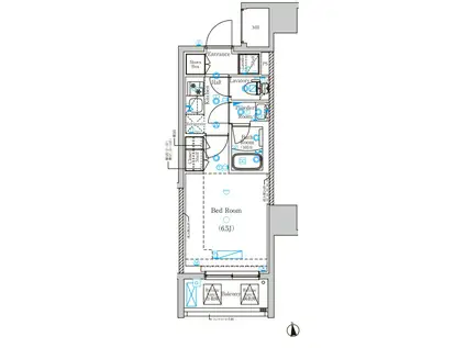 DIPS亀有駅前(1K/12階)の間取り写真