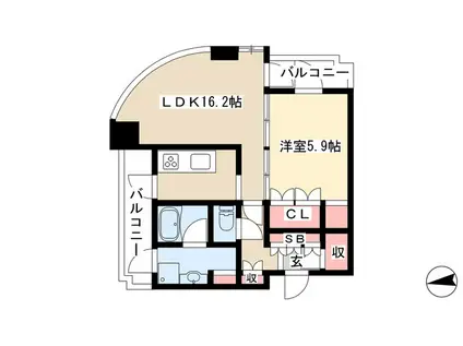 千種タワーヒルズ(1LDK/9階)の間取り写真