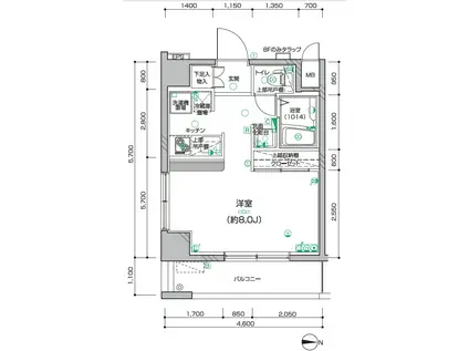 ディアレイシャス押上タワービュー通(ワンルーム/2階)の間取り写真