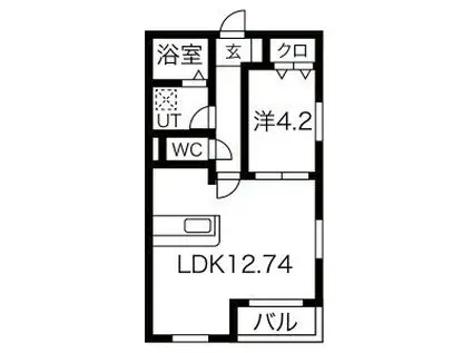 GCDヴィラ荒子(1LDK/1階)の間取り写真