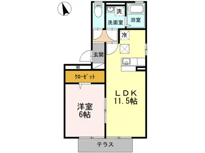 リーベ A棟(1LDK/1階)の間取り写真