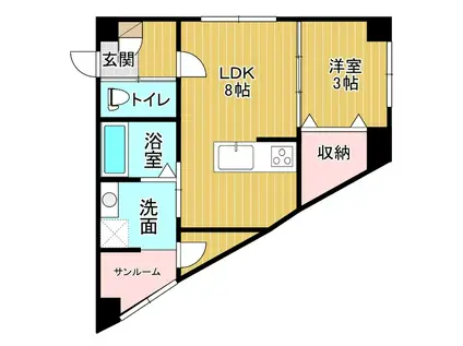 クロスシーズン愛宕(1LDK/3階)の間取り写真