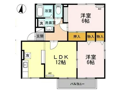 メゾン・ド・ラヴィ佐奈川E(2LDK/2階)の間取り写真