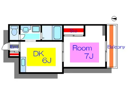 サンパーク五反野(1DK/2階)の間取り写真