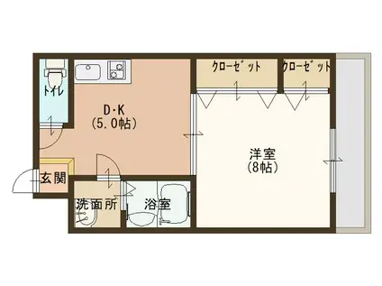 ドミール新深江(1DK/4階)の間取り写真