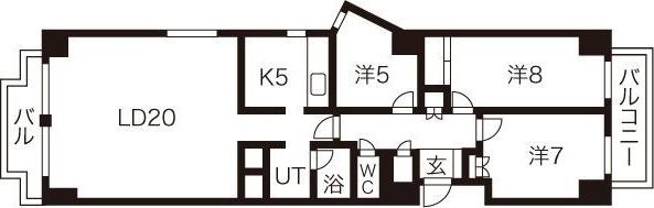 サンピア中島公園(3LDK/7階)の間取り写真