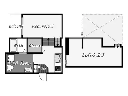 パロアルトII(1K/1階)の間取り写真