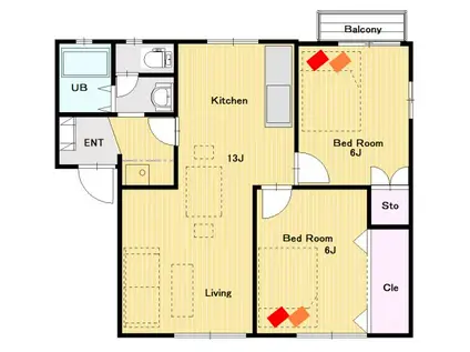 サン・ルミエール(2LDK/2階)の間取り写真
