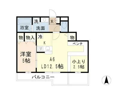 ショコラ A棟 ゲート(1LDK/2階)の間取り写真