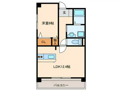 瑠璃光ビル(1LDK/5階)の間取り写真