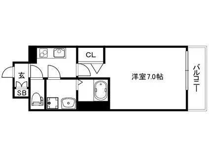 ファーストフィオーレ京都円町(1K/2階)の間取り写真