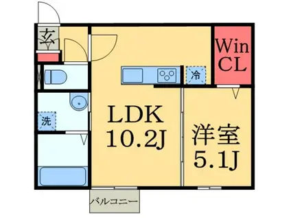 チェリーハイム B棟(1LDK/2階)の間取り写真