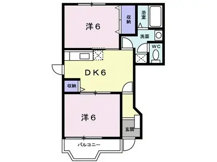 プリマベーラ古国府I(2DK/1階)の間取り写真