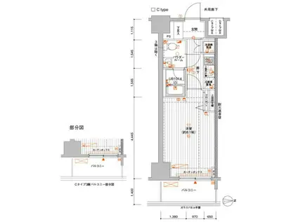 メインステージ元浅草II(1K/6階)の間取り写真