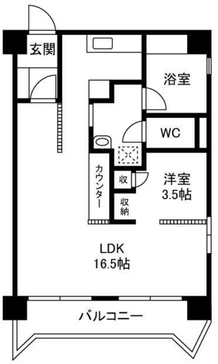 三鈴ノール(1LDK/6階)の間取り写真