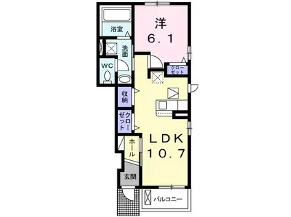 エテルノ IV(1LDK/1階)の間取り写真