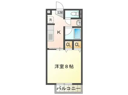 ピースサンライズ(1K/2階)の間取り写真