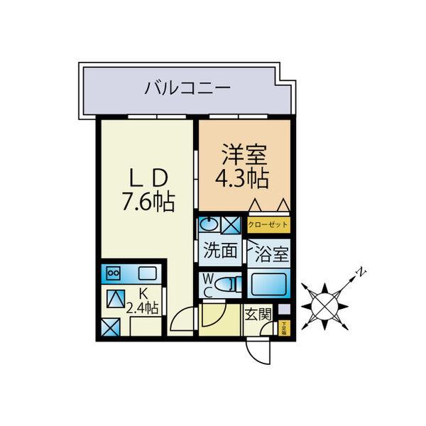 アトラス手稲(1LDK/3階)の間取り写真