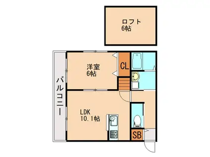 レミエ潤野W(1LDK/2階)の間取り写真