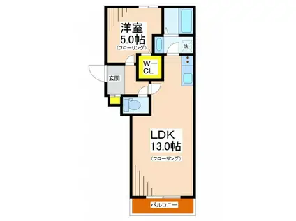 アベニューフラットA(1LDK/3階)の間取り写真