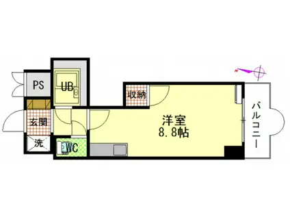 セントラルリバー祇園(ワンルーム/3階)の間取り写真