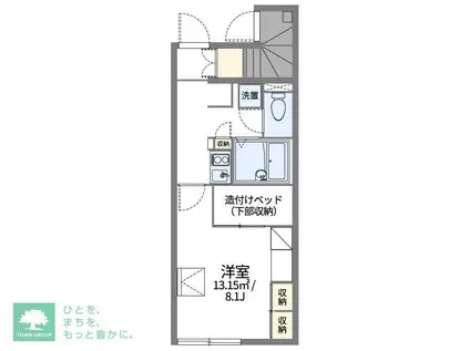 レオパレスクインスB(1K/1階)の間取り写真