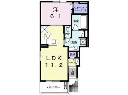 アウローラ I(1LDK/1階)の間取り写真