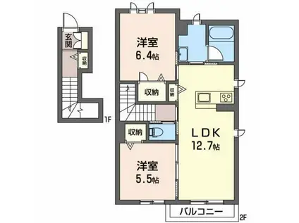 フロレゾン(2LDK/2階)の間取り写真