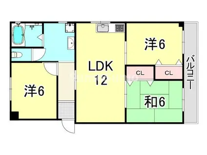 サンハイツ西宮(3LDK/1階)の間取り写真