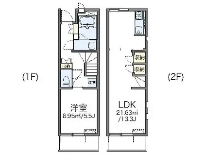 レオネクストREN(1LDK/1階)の間取り写真