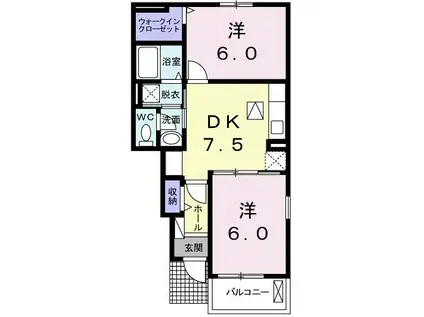 クヴェレ III(2DK/1階)の間取り写真