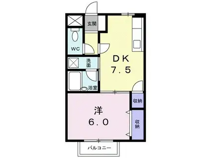 ブラフマンヤマイチ(1DK/1階)の間取り写真