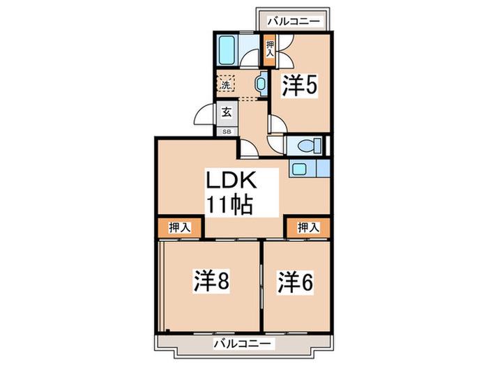 サンパレス湘南III(3LDK/1階)の間取り写真