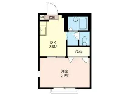 京成本線 八千代台駅 徒歩7分 2階建 築29年(1K/2階)の間取り写真