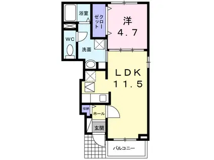 フェリーチェI(1LDK/1階)の間取り写真