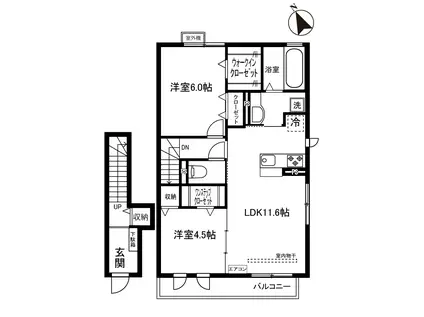 プランタン(2LDK/2階)の間取り写真