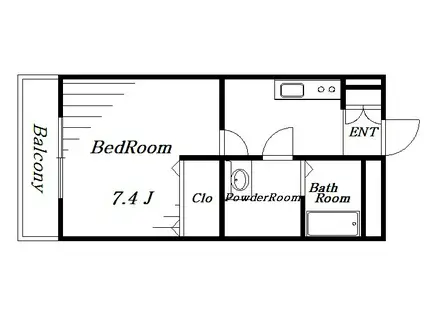 セカンドベル桜木北(1K/2階)の間取り写真