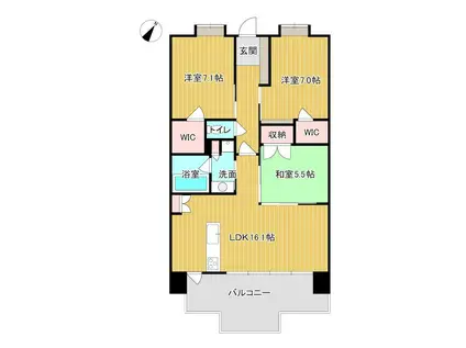 グランドパレスアクアリゾート下関(3LDK/10階)の間取り写真