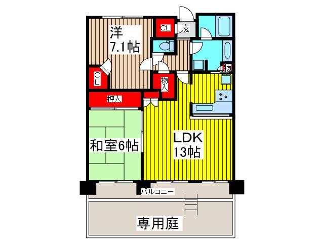 パークアベニュー川口(2SLDK/1階)の間取り写真