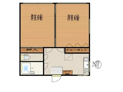 高徳ハイツ(2K/1階)の間取り写真