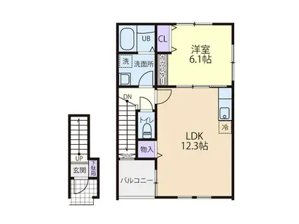 LA FRAISE 大津(1LDK/2階)の間取り写真