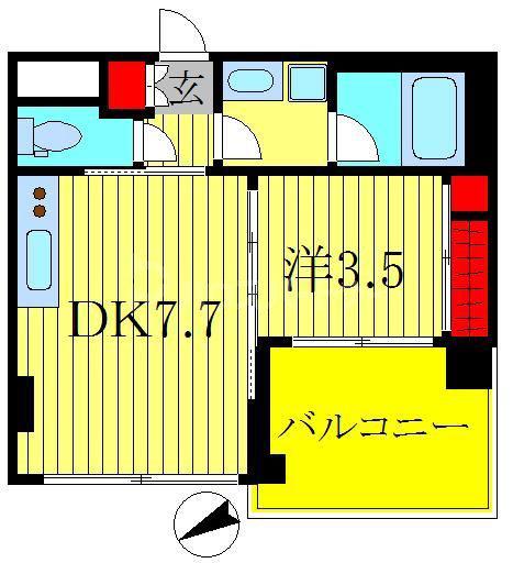 レジデンシャルスター柏(1DK/6階)の間取り写真
