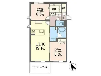 シャーメゾン雅II(2LDK/1階)の間取り写真
