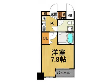 セレニテ甲子園2号棟(1K/2階)の間取り写真