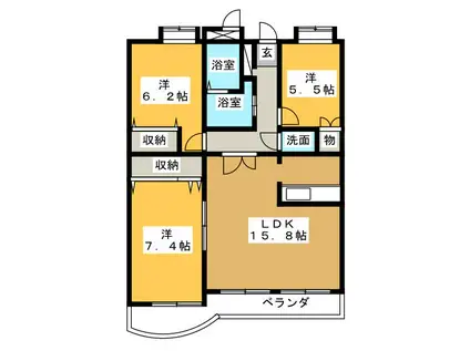 ラフィーネ掛川AI(3LDK/4階)の間取り写真