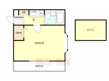 サンパレス21(1K/2階)の間取り写真