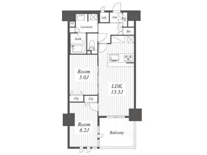 プレサンスジェネ葵(2LDK/15階)の間取り写真