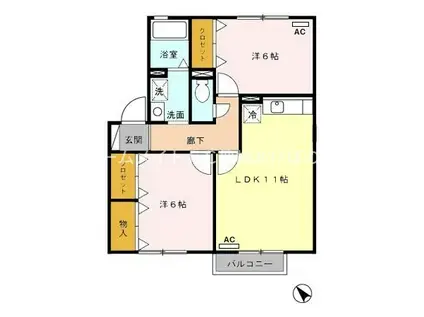 ラ・ポールMAEHATA A(2LDK/2階)の間取り写真