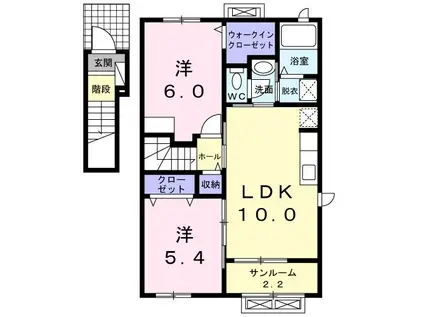 イターナル ハウス II(2LDK/2階)の間取り写真